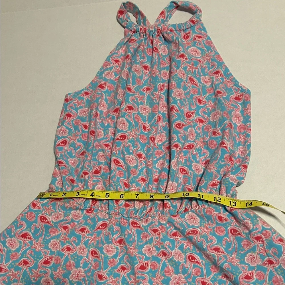 American Girl Floral Halter Dress Flamingos pattern Pink and Blue - Picture 6 of 9